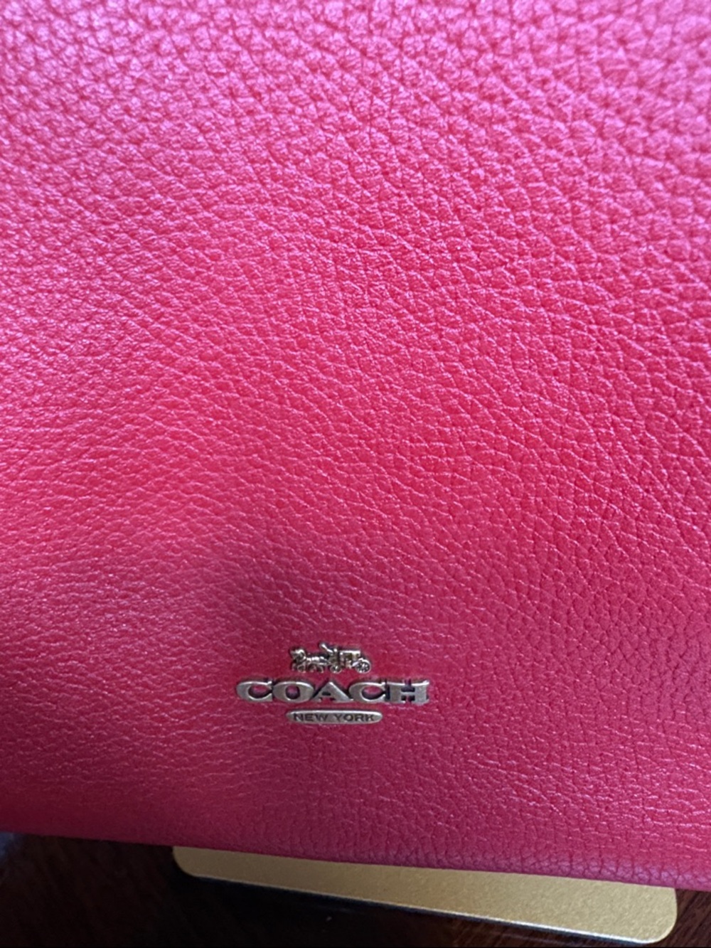 Coach Red Leather Tote with Gold Chain Handles Turnlock - Picture 5 of 12